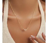 1 pièce Collier minimaliste délicat plaqué or avec grappe de cristaux en forme de fleur pour femmes, à porter au quotidien, prêt pour le mariage et les fêtes L,M,Taille Unique,H,A,O,B,C,D,E,F,G,I,J,K,