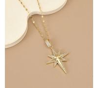 1 pièce Collier octagramme entièrement serti de strass à la mode, bijou en acier inoxydable imperméable convenant pour le port quotidien des femmes, généreux, pour soirée, tous les jours, unique, géné
