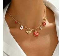 1 pièce Collier pendentif à lettre initiale, pendentif à lèvres de Cupidon couleur or "Be Free" à la mode, design élégant et charmant, convient comme cadeau de fête des mères pour maman L,M,S,H,A,T,O,