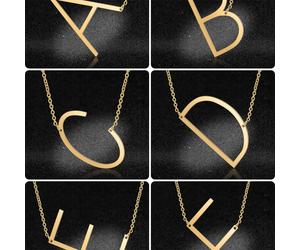 1 pièce Collier pendentif avec grande lettre dorée d'une élégance simple à la mode pour femme L,M,S,H,A,T,O,X,B,C,D,E,F,G,I,J,K,N,P,Q,R,U,V,W,Y,ZAcier inoxydable