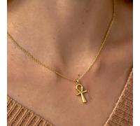 1 pièce Collier pendentif croix Ankh plaqué or 18 carats, pendentif Ankh délicat, collier en acier inoxydable pour femmes, croix vintage argentée, excellent choix de cadeau Taille UniqueAcier inoxydab