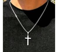 1 pièce Collier pendentif croix en acier inoxydable à la mode pour hommes - Un excellent choix de cadeau quotidien, convient pour offrir aux petits amis noir,argent,orUnicoloreAlliage de titane