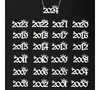 1 Pièce Collier Pendentif En Acier Inoxydable Argenté Populaire À Lettre D'année De Naissance Pour Enfants, Cadeau D'anniversaire De La Vie Quotidienne 2008,2009,2010,2011,2012,2013,2014,2015,2016,201