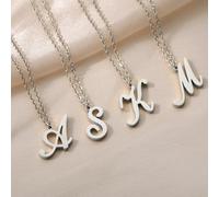 1 Pièce Collier Pendentif En Acier Inoxydable Minimaliste, Avec Les 26 Lettres De L'alphabet Anglais, Ras Du Cou Avec La Lettre Du Nom De Famille L,M,S,H,A,T,O,X,B,C,D,E,F,G,I,J,K,N,P,Q,R,U,V,W,Y,ZAci
