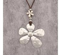 1 pièce Collier pendentif en alliage tournesol asymétrique ton argent minimaliste, collier de mode quotidien avec cordon de cire pour femmes, filles, petite amie Alliage de zinc