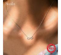 1 pièce Collier pendentif en argent sterling 925 avec symbole de l'infini du cercle de Mobius minimaliste et pierre CZ, cadeau de bijoux Taille UniqueArgent sterling 925