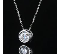 1 pièce Collier pendentif en diamant moissanite rond de 1 carat à la mode, en argent sterling 925 classique et élégant. Collier de promesse, collier éternel, cadeau de bijoux de luxe raffiné pour femm