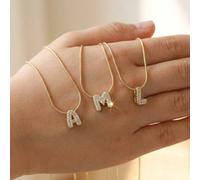 1 pièce Collier pendentif lettre bulle strass bling Y2K avec initiale sur chaîne serpent dorée pour adolescents, bijou de déclaration personnalisé, cadeau pour l'école, la fête, le streetwear & le por