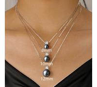 1 pièce Collier perle cubique zircone argent sterling S925 élégant et raffiné, pendentif perle grise, convient aux filles/femmes/petites amies/mères, peut être utilisé comme cadeau pour une fête, un r