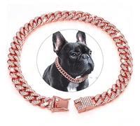 1 pièce Collier pour animal de compagnie brillant, Collier de chien élégant, Laisse pour petit chien, Chaîne cubaine incrusté de diamants synthétiques, Accessoire de chaîne décorative pour animal de c