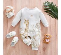 1 pièce Combinaison bébé avec motif aquarelle du monde animal, design girafe, printemps/automne 6-9M,9-12M,12-18M,1-3M,3-6MAnimalÉtoffe