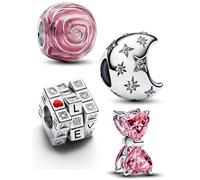 1 pièce Conception de niche délicate et romantique, série de la Saint-Valentin, rose rose, lune, décoration de perles en forme d'nœud, bracelet polyvalent créatif DIY, collier, cadeau pour l'amant Cui