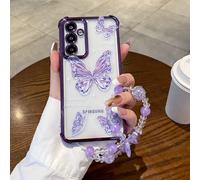 1 pièce Coque de protection transparente en TPU avec élément papillon dégradé + bracelet à perles papillon, coussinet d'air électroplaqué aux quatre coins anti-chute/TPU transparent renforcé. Convient