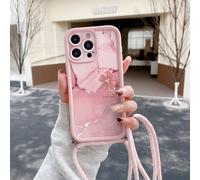 1 pièce Coque de téléphone à la mode avec motif de peinture à l'huile de pêche, rose, épaissie, sable de diamant, anti-chute, anti-choc, protection complète de l'objectif, haute mode, convient aux hom