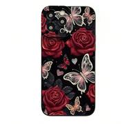 1 pièce Coque de téléphone antichoc avec design rose et papillon, compatible avec Apple, compatible avec Galaxy, compatible avec Infinix, compatible avec Redmi, compatible avec OPPO, compatible avec V