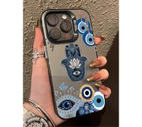 1 pièce Coque de téléphone antichoc en TPU à couverture intégrale avec motif de paume de main noire et œil du mal, compatible avec les 16, 15, 14, 13, 12, 11 Pro Max, Série, version internationale, pa