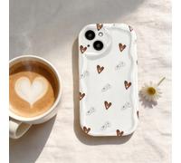 1 pièce Coque de téléphone en TPU souple texture vague dopamine crème, motif mignon de marguerite dessinée en ligne blanc lait et cœur caramel, compatible avec Galaxy S21 S22 S23 S24 S25 S26/Honor/ et