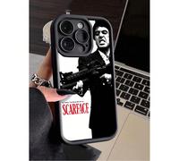 1 pièce Coque de téléphone mode graphique avec slogan noir et blanc en TPU. 1 pièce Coque de téléphone en TPU antichoc avec graphique visage balafré noir et anglais, compatible avec les séries 16, 15,