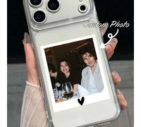 1 pièce Coque de téléphone personnalisable avec photo, étui de protection de téléphone transparent avec impression UV personnalisée, style cœur rose, convient pour Apple 17/17 Pro/17 Pro Max/17 Air, 1