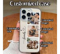 1 pièce Coque de téléphone personnalisable avec texte et images multiples, TPU transparent anti-chute, répond aux besoins personnalisés du client. Compatible avec les modèles 16 Pro Max, 16 Pro, 15 Pr