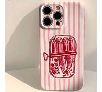1 pièce Coque de téléphone rigide en matériau PC avec motif de sardine rayé simple et brillant, peinture de dessin animé perforée. Couverture complète, étanche, antichoc et résistante aux rayures, con