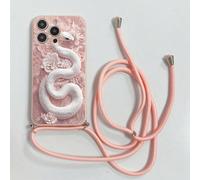 1 pièce Coque de téléphone souple TPU à bord droit avec design graphique 2D de corde d'épaule, serpent blanc et fleur rose, antichoc, portable, compatible avec Apple 16 15 14 13 12 11 Pro Max / / Redm