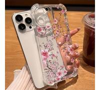 1 pièce Coque de téléphone transparente à quatre coins avec motif de fleurs de cerisier rose, coque souple, simple et mignonne, protection anti-chute, convient pour GALAXY, HONOR, téléphones Galaxy A7