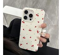 1 pièce Coque souple blanche mate avec cerise rouge sur tout l'écran, design amortisseur d'air haut de gamme simplifié, convient pour 14 Pro Max, 13 et Xs Max, 12 Pro, XR, 11, 13, 15 Pro, 15, 16, prot