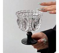 1 pièce Coupe en verre vintage de style palais noir avec motif gaufré, de qualité supérieure minimaliste et transparente, convient pour le salon, le café, les fêtes et autres occasions 250ml,Transpare