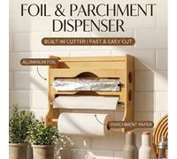 1 pièce : Coupe-film étirable, étagère de rangement de cuisine murale en bambou et bois, support pour boîte de papier aluminium et essuie-tout, organisateur multicouche à lame coulissante bidirectionn