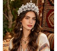1 pièce Couronne de mariée élégante et à la mode en alliage d'argent, convient comme accessoire de décoration pour les fêtes de mariage et les anniversaires des femmes Taille UniqueTribalAlliage de zi