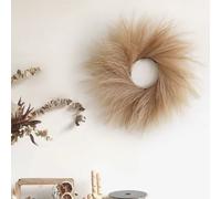 1 pièce Couronne en herbe de pampa artificielle de 32 cm. Décoration de couronne de pampa fausse pour la maison, décoration murale bohème, décoration d'automne, mariage, Saint-Valentin, cadeaux d'anni