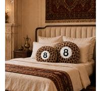 1 pièce Coussin de lancer en forme de boule de billard avec imprimé léopard, coussin décoratif doux thème sport original, convient pour la décoration de la chambre, la décoration de la chambre à couch