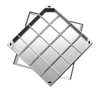 1 pièce Couvercle et Cadre de Regard encastré Invisible en Acier Inoxydable 304 Durable - Couvercle de Fosse septique extérieure Robuste pour Cours et Pavage (600x600x50mm)