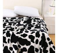 1 pièce Couverture à motif d'impression de vache noir et blanc simple, couverture douce et épaisse confortable, design imprimé pour la décoration de la maison, convient pour le lit, le canapé, le bure