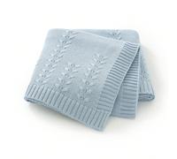 1 pièce Couverture bébé de couleur unie tricotée, motif de feuille, courtepointe de chambre d'enfant, design simple, convient pour toutes les saisons Taille UniqueUnicoloreCoton