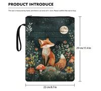 1 pièce Couverture de livre avec fermeture éclair sur le thème renard et lune, manchon de livre doux, protection de livre de poche, jaquette de livre, sac de livre, pochette de livre lavable avec poch