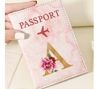 1 pièce Couverture de passeport à imprimé de lettre de la A à la Z à la mode, burgundy, en PU premium avec poches multi-cartes pour cartes de crédit, cartes d'embarquement et pièces d'identité, organi