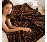 1 pièce Couverture en fausse fourrure imprimé léopard, jeté moelleux à double couche, convient pour le salon, la chambre, le canapé, toutes les saisons, une excellente idée de cadeau à partager en fam