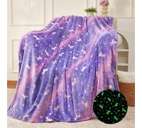 1 pièce Couverture en flanelle violette qui brille dans le noir, convenant à toutes les saisons, super douce et confortable, idéale pour le salon, la chambre à coucher, le camping, la décoration de la