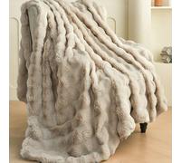 1 pièce Couverture en peluche de lapin faux biface confortable de couleur kaki. Couverture en peluche douce et chaude, style de luxe. Jeté polyvalent pour le salon, la chambre à coucher et le canapé.