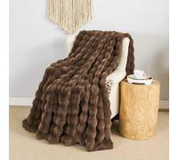1 pièce Couverture en peluche de lapin marron café douillette. Taille reine, double, king. Couverture de luxe moelleuse et longue en peluche. Couverture de literie douce et confortable pour la maison,
