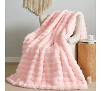 1 pièce Couverture en peluche de lapin rose douillette Couverture en peluche longue et moelleuse de luxe Couverture de literie douce et confortable pour canapé, salon, dortoir, retour à l'école 100*15