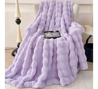 1 pièce Couverture en peluche de lapin violet douillet. Couverture en fausse fourrure luxueuse et moelleuse. Couverture douce et confortable pour canapé, salon, taille reine, lit double, lit king, dor