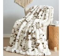 1 pièce Couverture en peluche douce et confortable de lapin teinte beige avec effet tie-dye, taille reine, jumeau, lit king. Couverture en peluche moelleuse et longue de luxe pour le lit, le canapé, l
