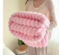 1 pièce Couverture en peluche super douce à larges rayures, décoration de maison à larges rayures en velours ras rose décorative pour l'automne, couverture de chambre, couverture en flanelle de Noël, 