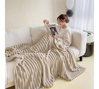 1 pièce Couverture en peluche super douce à larges rayures, décoration de maison à larges rayures en velours coupé, couverture décorative rose d'automne pour chambre à coucher, couverture en flanelle 