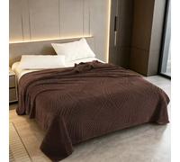 1 pièce Couverture en polaire de mouton synthétique à poils longs, style bohème épais avec motif de feuilles rayées en jacquard, douce et chaude, réversible, couverture de lit, couverture châle, tapis