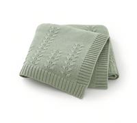 1 pièce Couverture en tricot de couleur unie pour bébé, couverture polaire bébé à motif feuille, design simple pour toutes les saisons Taille UniqueUnicoloreCoton
