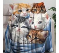 1 pièce Couverture imprimée numériquement avec thème de chat mignon, couverture de chat regardant un film, couverture de Noël avec design de chat à la mode et chaud pour la sieste, couverture cadeau p